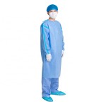 SMS Fabric Gowns Hospital Medical Clothing Long Sleeve Surgical Gown With Knitted Cuffs