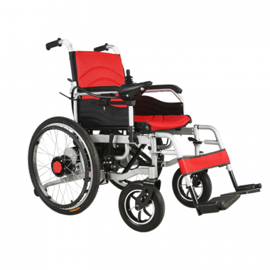Elderly People Disabled Factory Price 24V/12AH Electric Easy Foldable Wheelchair with Wheels Foot Rest and Nylon Seat
