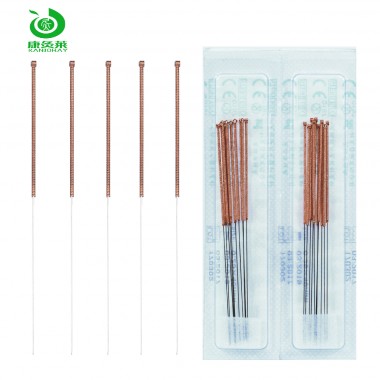 Traditional Chinese acupuncture needle  Copper handle  , single  use 10 needles Package in paper blister