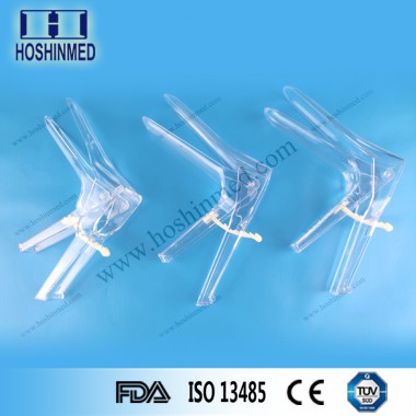 Disposable sterile vaginal speculum type with hook