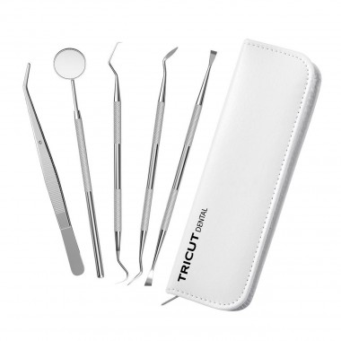 Dental Hygiene Kit , Deep Teeth Cleaning Tools with Mouth Mirror, Tweezers, Dental Probe, Dental Tartar Scraper and Sickle Scaler