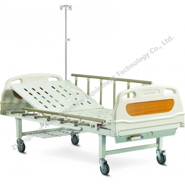 Single crank manual hospital bed