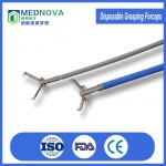Single use foreign body retrieval grasping forceps with jaw