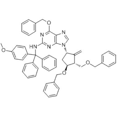 6-(Benzyloxy)-9-((1S,3R,3S)-4-(benzyloxy)-3-(benzyloxymethyl)-2-methylenecyclopentyl)-N-((4-methoxypheny)diphenylmethyl)-9H-purin-2-amine;N7