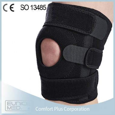 Knee support with open patella
