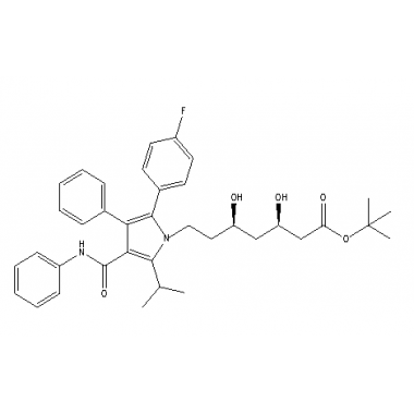 (4R-cis)-1,1-dimethylethyl-6-[2-[2-(4-fluorophenyl)-5-(1-isopropyl)-3-phenyl-4-[(phenylamino)carbonyl]-1H-pyrrol-1-yl]ethyl]-2,2-dimethyl-1,3-dihydroxy-4-acetate
