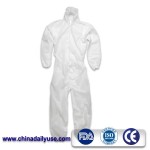 Microporous coverall with hood, elasticated cuff and ankle
