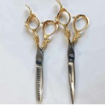 Pet Grooming Straight cutting and Thinning Gold Scissors Polishing Tool Animal Haircut Suppliers Instruments
