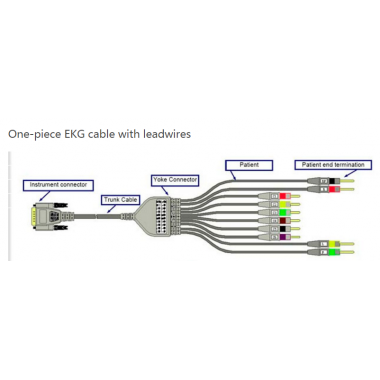 One-piece EKG cable with leadwires