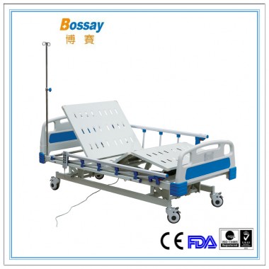 Three functions electric hospital bed with aluminum siderail
