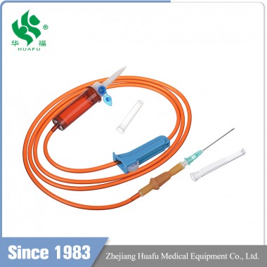 HUAFU light protective PVC drip chamber and tube medical infusion set with hypodermic needle with cheap price