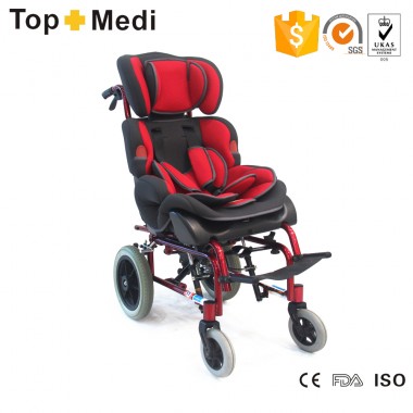Topmedi Adjustable Seat Angle Trw258lbygp Aluminum Frame Wheelchairs for Disabled Baby Wheelchairs for Cerebral Palsy Children