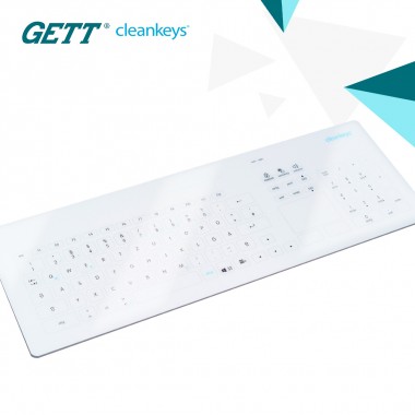 Cleankeys CK4 KR23211 Wired Glass keyboard with number pad and touch pad